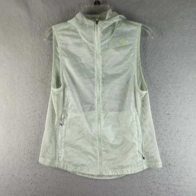 Adidas Vest Womens Small Light Green Hooded Mesh Running Windbreaker Sleeveless - Image 1 of 4