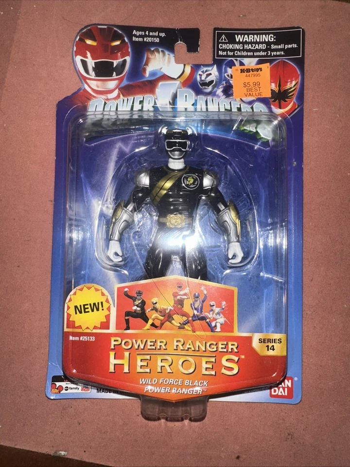 Power Rangers Wild Force Black 5" Ranger New Heroes Series 14 lacrado de fábrica - Imagem 1 de 1
