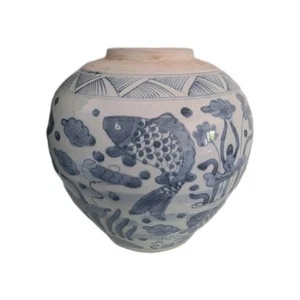 porcelaine chine anciennes. Vase chinois blanc bleu - Picture 1 of 10