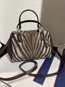 Coach Mini Satchel Brown Zebra Print Handbag - Picture 1 of 13