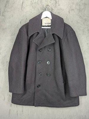  US Navy Wool Blue Pea Coat Style MP72132 Size 42 XL Contract 2129-71000 Vintage - Image 1 of 4