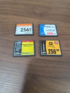 Lot Of 4 Compact Flash Cards 256mb Lexar Media Kingston - Picture 1 of 3