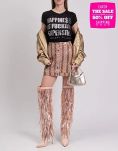 RRP €540 PHILIPP PLEIN COUTURE T-Shirt Top Size M Logo Vulgar Embellishments - Picture 1 of 7
