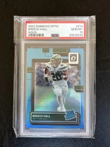 Breece Hall Donruss Optic Aqua 2022/299 PSA 10 Rookie RC #214 Jets - Imagen 1 de 2
