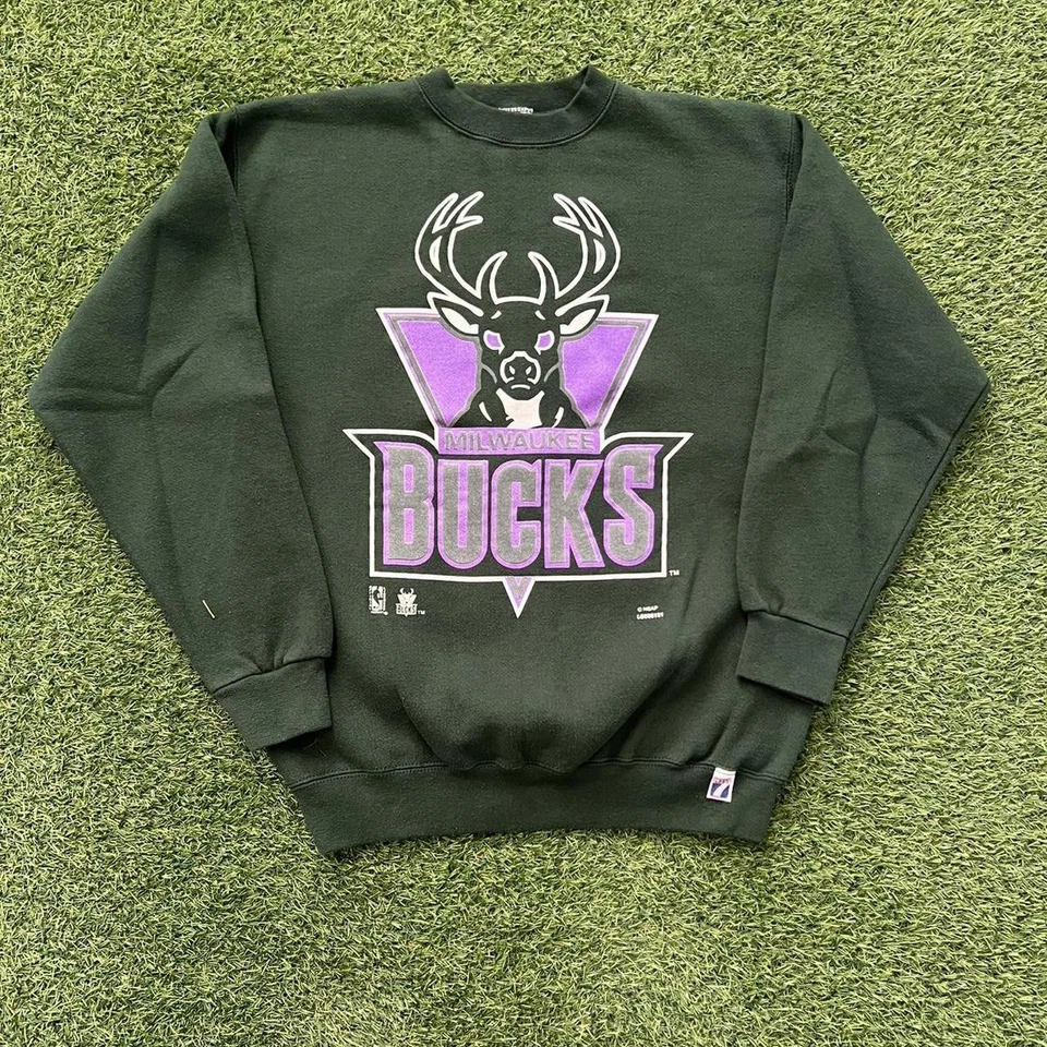 Толстовка Milwaukee Bucks Crewneck 90-е Forest Green баскетбол RM2015 - Изображение 1 из 1