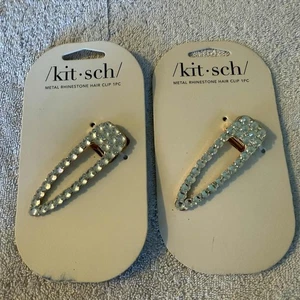 Juego de 2 pinzas de pelo kitsch estrás dorado - Imagen 1 de 9
