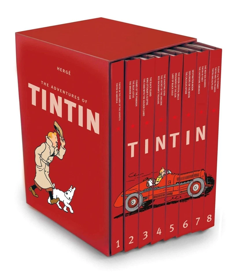 Complete Adventures of Tintin Collection 8 Books Box Set by Herge America,Blue - Image 1 of 1