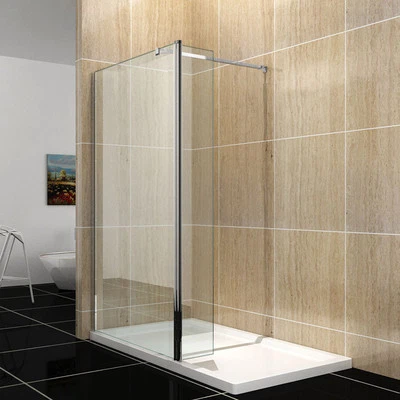 ELEGANT Walk In Shower Enclosure Glass Screen Wet Room Flipper Panel 8mm EASY CLEAN