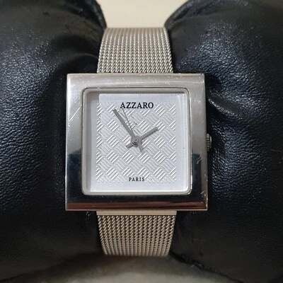 Кварцевые аналоговые часы Azzaro серебристый циферблат нержавеющая сталь серебристый ремешок НОВЫЙ АККУМУЛЯТОР  - Изображение 1 из 4