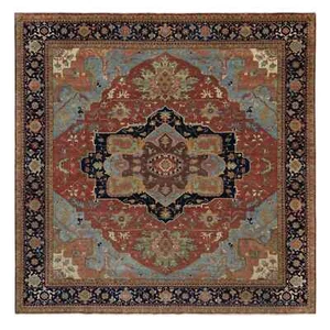 12'1"x12'1" Red Antiqued Heris Re-Creation Wool Hand Knotted Square Rug R91403 - Picture 1 of 11