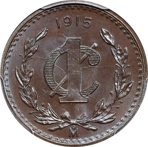 MEXICO ESTADOS UNIDOS 1915 1 CENTAVO COIN PCGS CERTIFIED GEM UNCIRCULATED MS66 - Picture 1 of 6