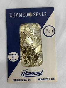 Versiegelte Packung Vintage frühe Goldfolie Krone gummierte Siegel Aufkleber - Bild 1 von 4