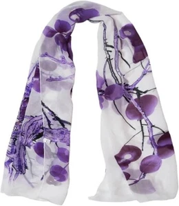 Grape Floral Style Chiffon Scarf Head Hair Wrap Classy Soft Lightweight - Picture 1 of 5