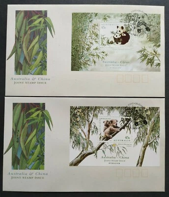1995 Australia Koala Joint Issue China Panda Miniature Sheets MS FDC (pair) - Image 1 of 2