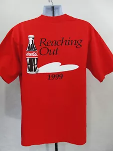 T-shirt Coca Cola vintage anni 90 Soda Coca Cola uomo taglia XL rossa double face estensibile - Foto 1 di 7