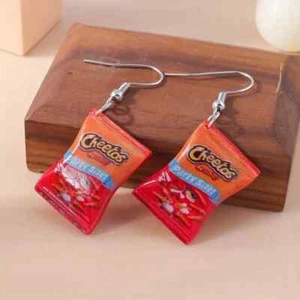 Mini Cheetos chip Bags hook earrings Fun and Funky - Aus Located - Picture 1 of 3