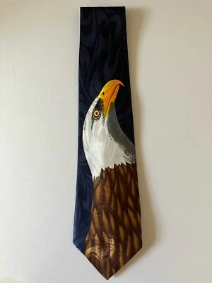 Steven Harris Men's Necktie Tie Polyester Jacquard Bald Eagle Hand Made 58" - Image 1 of 4