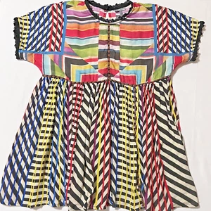 Anthropologie Sommer Top Gr. XS Boho Babydoll fließend gesmokt Spitzenbesatz - Bild 1 von 10