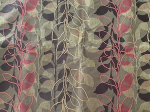 Foliage Embroidered Jacquard Damask Upholstery  Fabric 64" x 1.75 yards - Picture 1 of 4