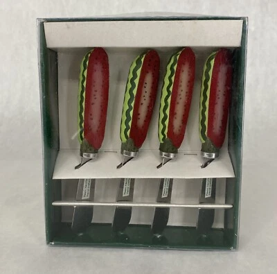 Juego de 4 cuchillos esparcidores de cuchillos sandía de acero inoxidable Boston Warehouse Foto 1 de 3