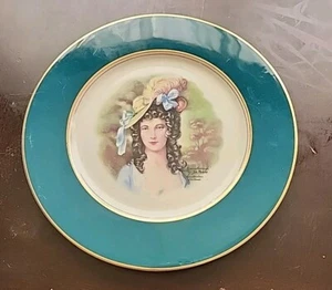 Vintage Rosedale China Plate,Gainsburough By Jon Peters On Front Green/Gold Trim - Picture 1 of 8