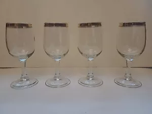 Set Of 4 Vintage Silver Rimmed Wine Glass - Picture 1 of 3