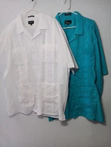 Lot of 2 4XL 4X XXXXL Mens Guayabera shirt by Omega Italy 20 20.5 - Picture 1 of 11