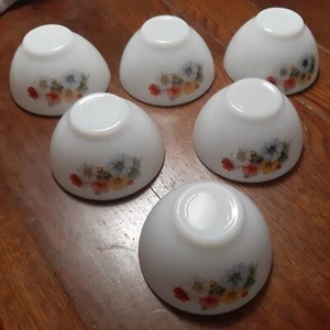 6 Tazze Colazione Bols Scodella Arcopal France Vintage Anni 70 Fiori Anemoni - Foto 1 di 4