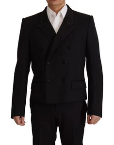 Dolce & Gabbana Black Double Breasted Coat Blazer Men's Jacket Authentic - Picture 1 of 6
