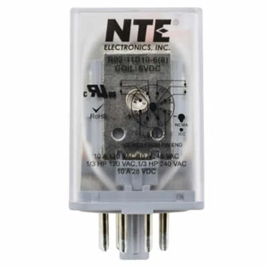 NTE R02-11D10-6 DPDT, 6 Volt DC Coil 10 Amp General Purpose Octal Relay 10A - Picture 1 of 1