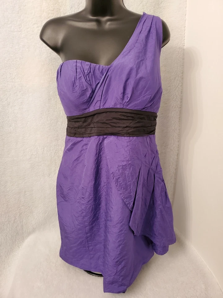 Marciano Womens Dress Size M Medium Purple Black One Shoulder Silk - Image 1 of 4