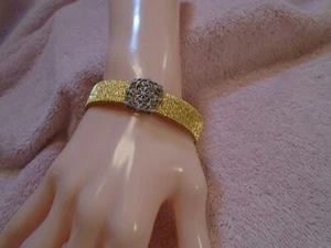 Gold Plated L36 Steel and Cubic Zirconia Bracelet - Picture 1 of 6