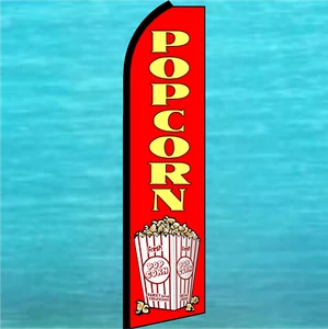 POPCORN FLUTTER FLAG Food Concession Advertising Sign Feather Swooper Banner - Picture 1 of 5