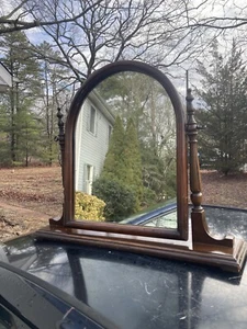 Antique Walnut Shaving Mirror 25” Wide 20” Tall Dome Top 1930s - Picture 1 of 4