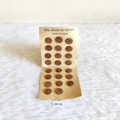 Vintage Real Italian Nut Bakelite Buttons 23 Pcs In Original Paper Strip BT140 - Image 1 of 4
