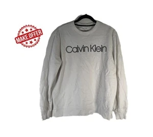 Calvin Klein Sweatshirt Weiß Classic Casual Logo Crewneck Relaxed Pullover | M - Bild 1 von 4