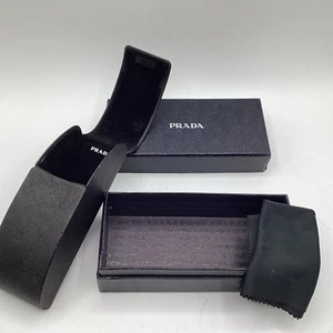 PRADA Sunglass Genuine Hard Case Only Black  Original Box Cleaning Cloth Travel - Picture 1 of 10
