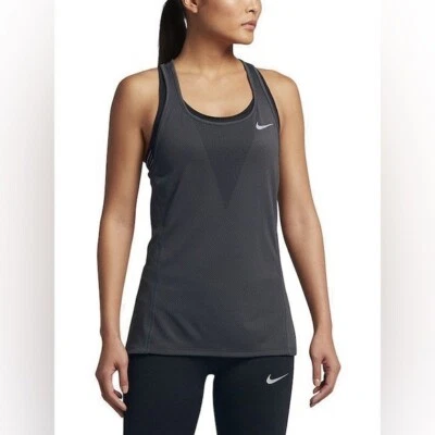 Nike Charcoal Gray Zonal Cooling Mesh Inset Racerback Tank Top Women’s Small - Image 1 of 4