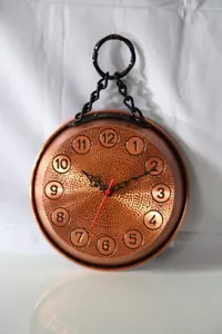 Wanduhr Kupfer Brüniert Pfanne Topf Durchmesser 24 CM Made IN Italy - Bild 1 von 2
