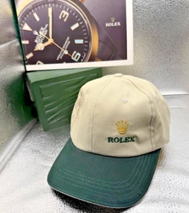 *** Rolex  Green / Cream Hat 100% Cotton / Crown  True Fit  New Hat *** - Picture 1 of 9