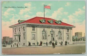 Carrolton Missouri~Crowd Gatheres at New Post Office~c1910 Artist Conception PC - Picture 1 of 2