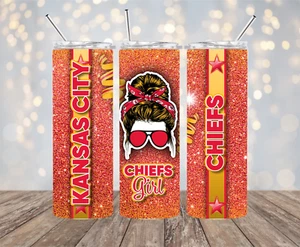 Kansas City Chiefs Girl 20 oz Stainless Steel Tumbler Handmade - Picture 1 of 1