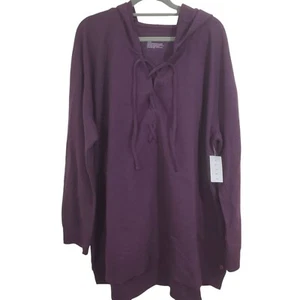 LIVI Active Lace Up Purple Pullover Top Hooded Active NWT Size 22 - 24 - Picture 1 of 10