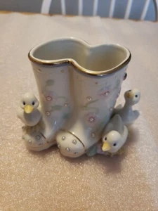 LENOX Petals And Pearls DUCKS Boot Shaped Bud Vase 4” - Picture 1 of 5