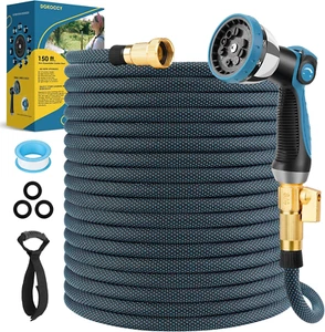Non-Expanding Garden Hose 150 Ft, Flexible Kink Free Water Hose with 10 Watering - Picture 1 of 12