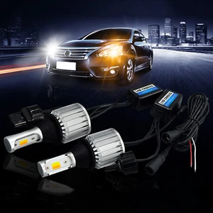 A1 2x Dual 7440 LED Bulb Switchback White/Amber DRL Turn Signal Light Canbus - Picture 1 of 9