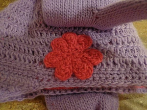 FREE COUNTRY girl's NWT sz S/M knit purple & pink flower hat & glove knit set  - Picture 1 of 7