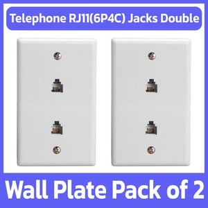 2 Pack Phone Wall Plate 6P4C RJ11 Dual Telephone Line Jack Faceplate - White - Picture 1 of 5