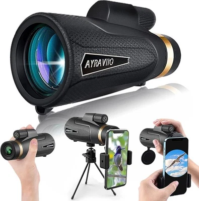 12x60 Monocular Telescope with Smartphone Holder Upgraded Tripod SMC & BAK4 Scop - Image 1 of 4
