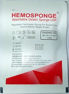 Spugna Gelatina Emostatica Assorbibile STERILE 80mm Gelfoam Emocollagene Confezione da 10 - Foto 1 di 6